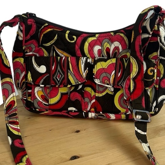 Vera Bradley Libby Puccini Brown Red Crossbody Bag Purse Psychedelic Retired - Picture 11 of 11